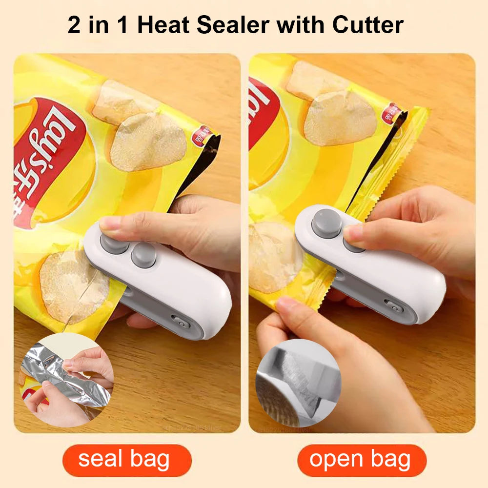 2IN1 Mini Sealing Machine USB, Rechargable Heat Sealer